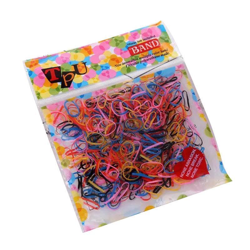 400pcs Small Elastic Rubber Band Hair Ties Multi Colour Black Ponytail Holders - Jelly Colour