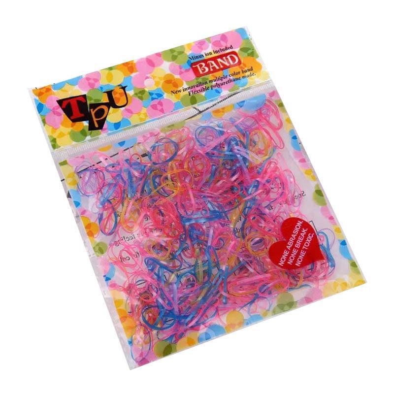 400pcs Small Elastic Rubber Band Hair Ties Multi Colour Black Ponytail Holders - Jelly Colour