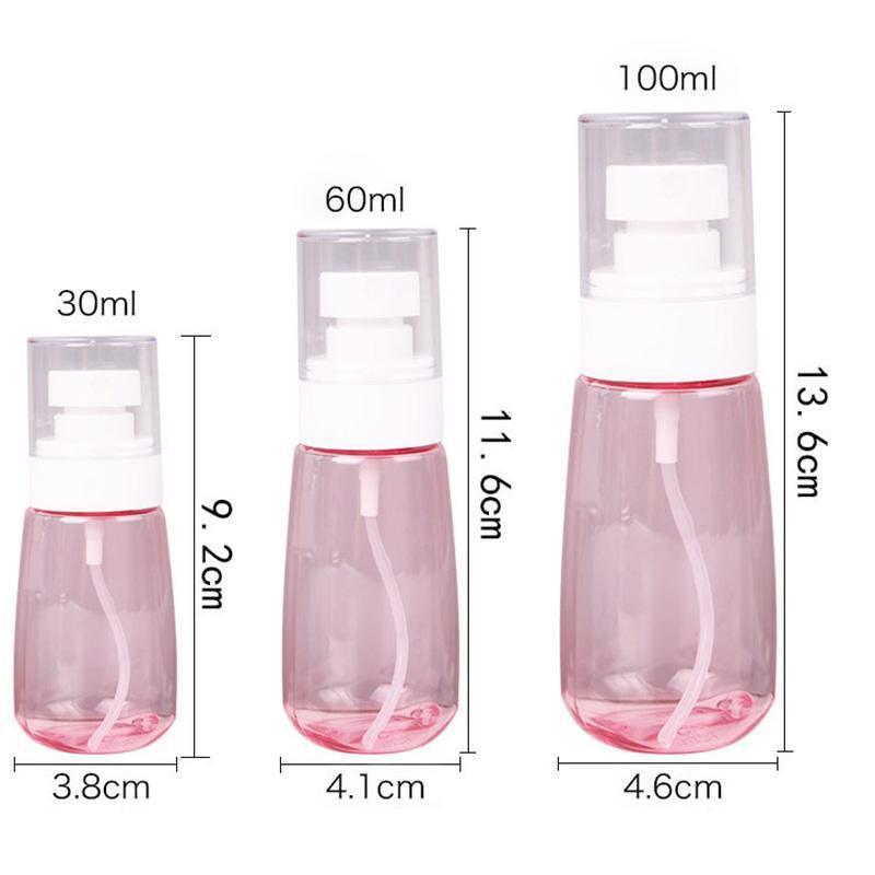 10pcs Portable Travel Emulsion Dispenser Bottle Press Pump Refillable Containers - Pink-100ml