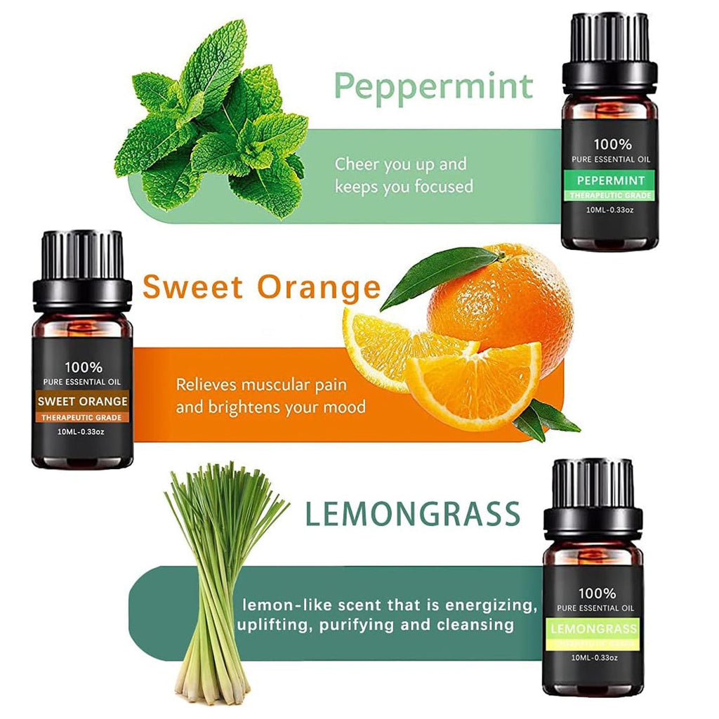 Essential Oil Set 6 Bottles Plant Aromatherapy Oils Natural Scent for Diffuser