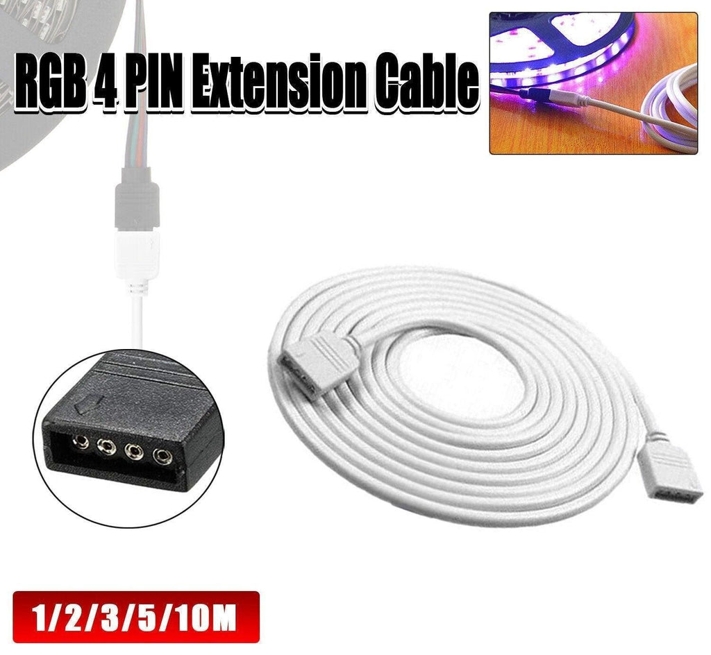 1-10M White LED RGB Light Strip Extension Cord Cable Lead Connector 4 Pin - 1M