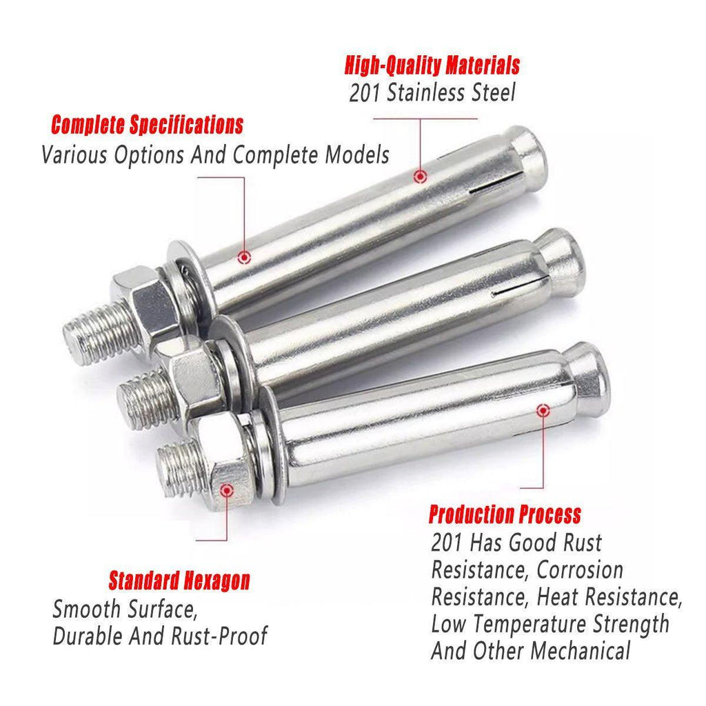 M8 Stainless Steel Expansion Anchor Bolts Heavy Duty Hex Head Screws - M8*80