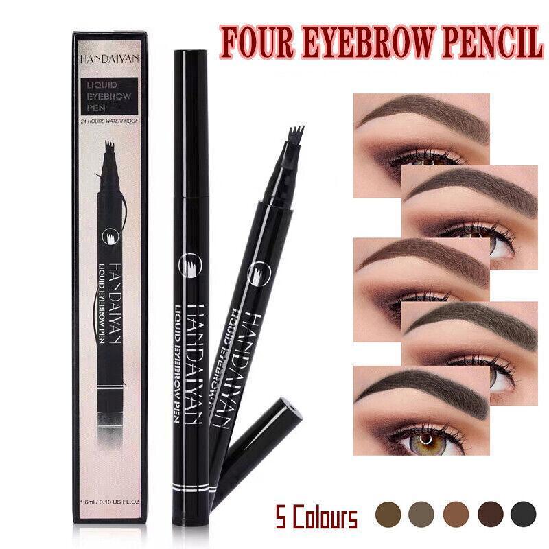 4 Tip Waterproof Microblading Eyebrow Pen for Natural Hair-Like Strokes - 1# Dark Brown