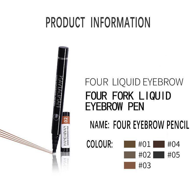 4 Tip Waterproof Microblading Eyebrow Pen for Natural Hair-Like Strokes - 4# Chocolate