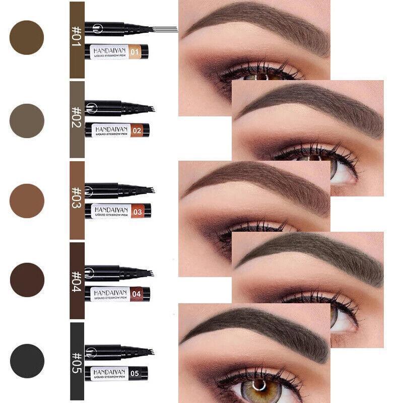 4 Tip Waterproof Microblading Eyebrow Pen for Natural Hair-Like Strokes - 4# Chocolate