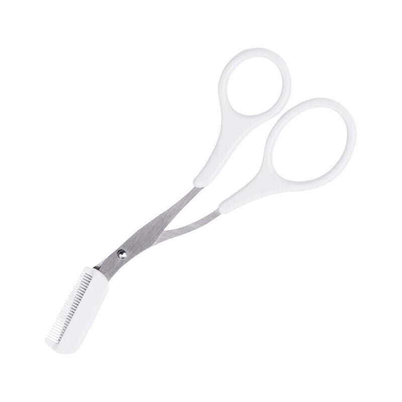 Eyebrow Scissors with Comb Stainless Steel Makeup Trimmer Beauty Tool 3 Colours - Pink (Eyebrow Razor + Scissor)