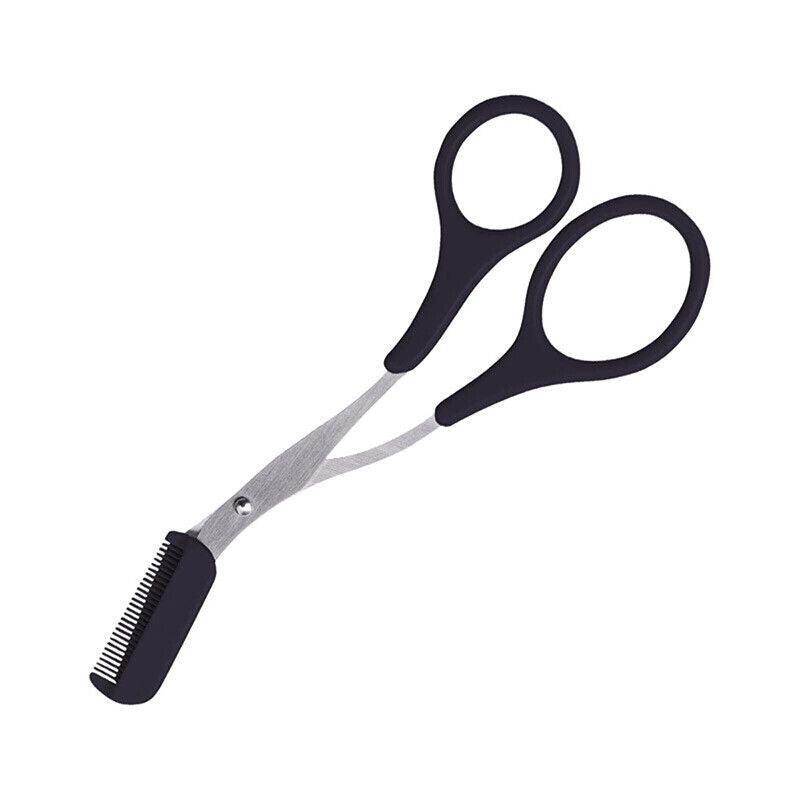 Eyebrow Scissors with Comb Stainless Steel Makeup Trimmer Beauty Tool 3 Colours - White (Eyebrow Razor + Scissor)