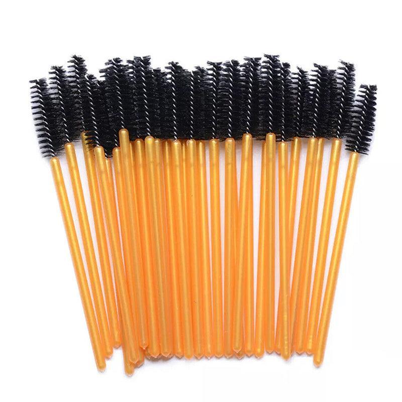 50X Disposable Mascara Wands Eyelash Brushes Applicator Lash Extension Brush - Black+Clear