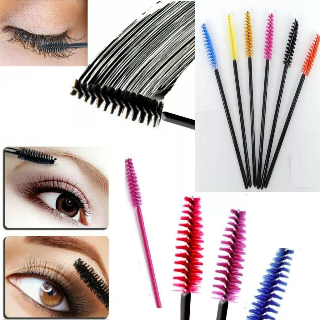 50X Disposable Mascara Wands Eyelash Brushes Applicator Lash Extension Brush - Red+Clear