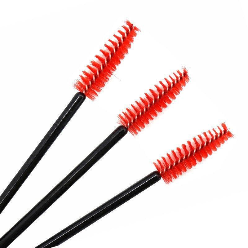 50X Disposable Mascara Wands Eyelash Brushes Applicator Lash Extension Brush - Red+Clear