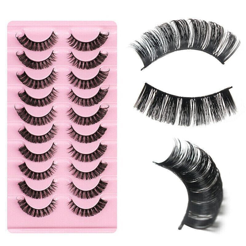 10 Pairs Russian D-Curl Mink False Eyelashes - Full & Curled - DH06-01
