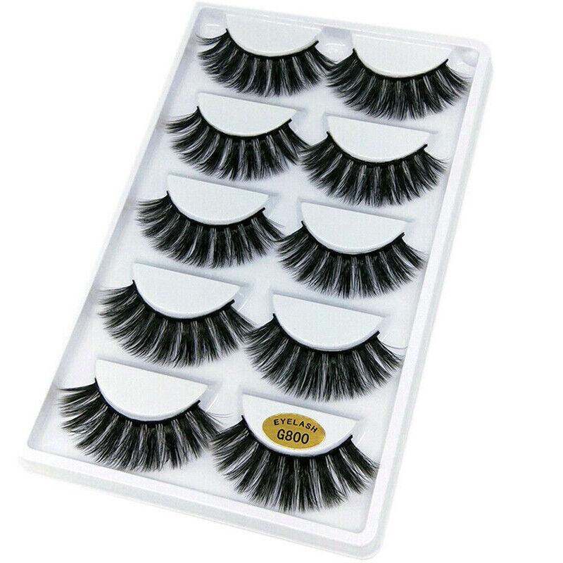 5 Pairs 3D Natural Thick False Fake Eyelashes Eye Lashes Mink Makeup Extension - G800