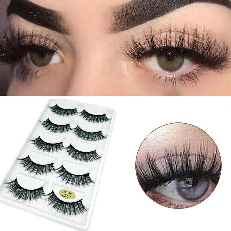 5 Pairs 3D Natural Thick False Fake Eyelashes Eye Lashes Mink Makeup Extension - G800