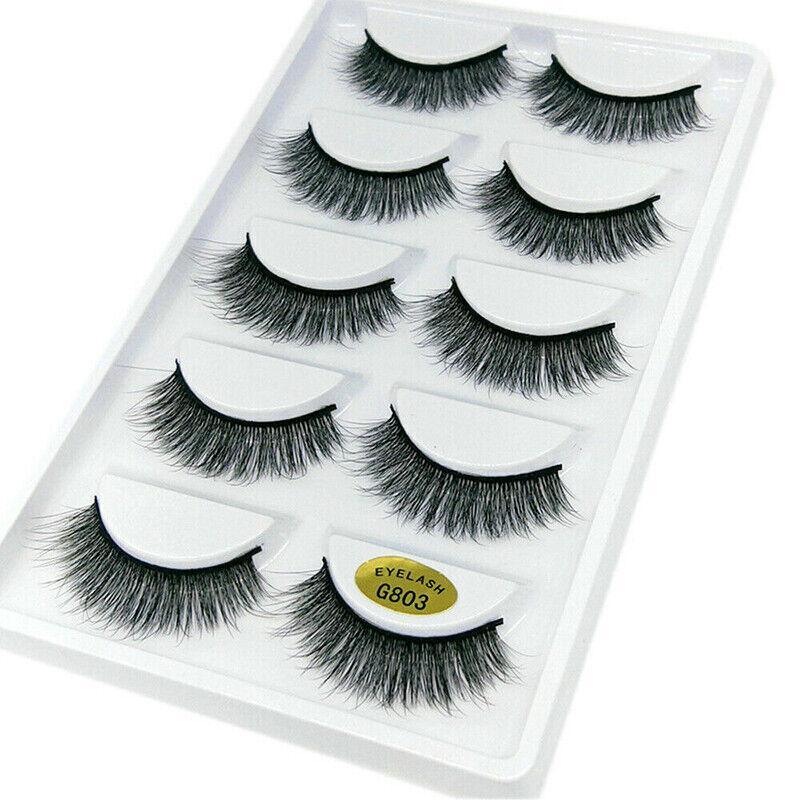 5 Pairs 3D Natural Thick False Fake Eyelashes Eye Lashes Mink Makeup Extension - G800