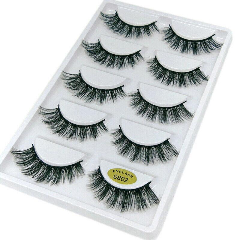 5 Pairs 3D Natural Thick False Fake Eyelashes Eye Lashes Mink Makeup Extension - G803