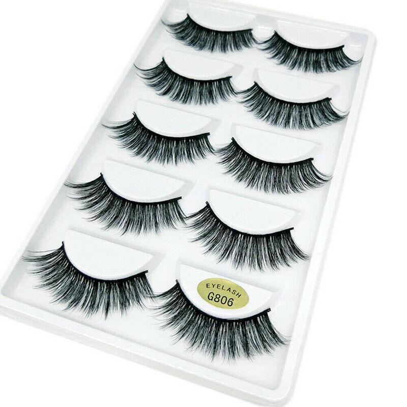 5 Pairs 3D Natural Thick False Fake Eyelashes Eye Lashes Mink Makeup Extension - G803