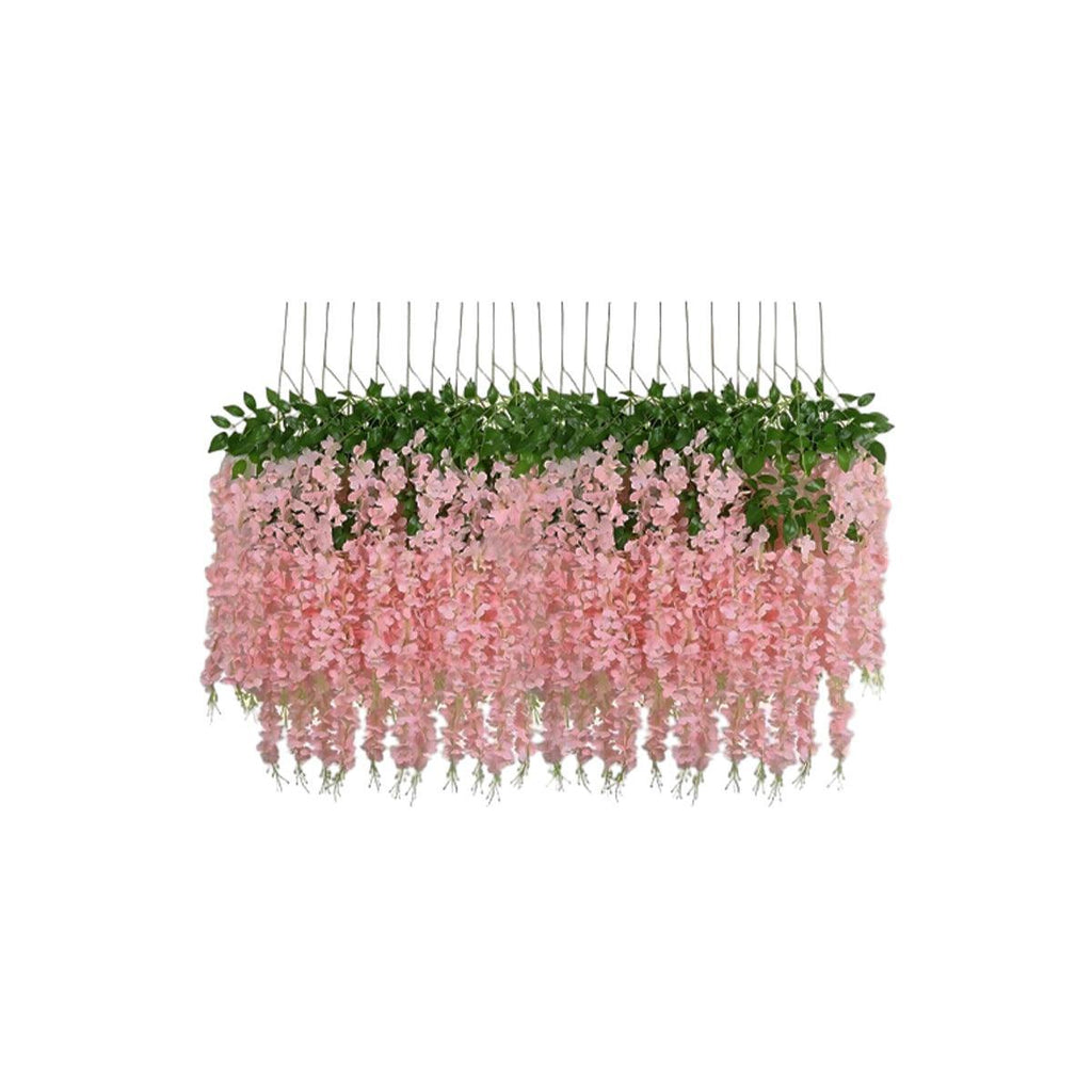 12X Artificial Silk Fake Flower Garland Vine Wisteria Leaf Hanging Wedding Decor - Purple