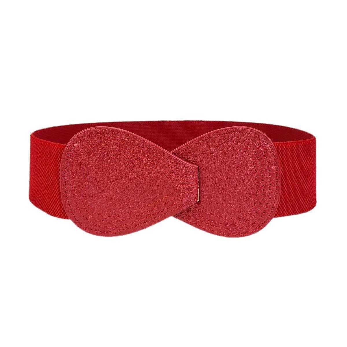 Fashion Belt Red Elastic Waist Cover Wide Belt Women Black Elastic Bow Decoration - Camel