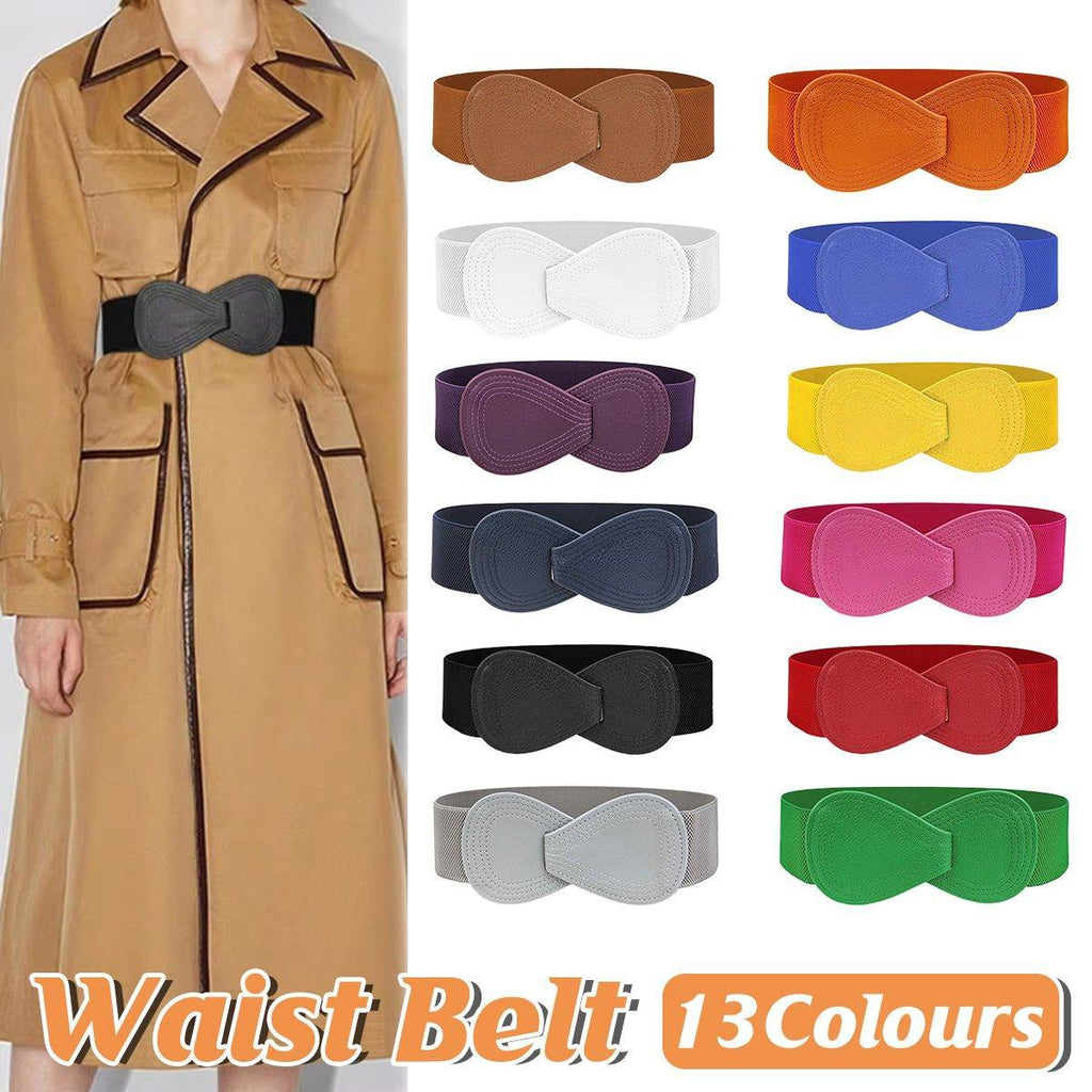 Fashion Belt Red Elastic Waist Cover Wide Belt Women Black Elastic Bow Decoration - Green