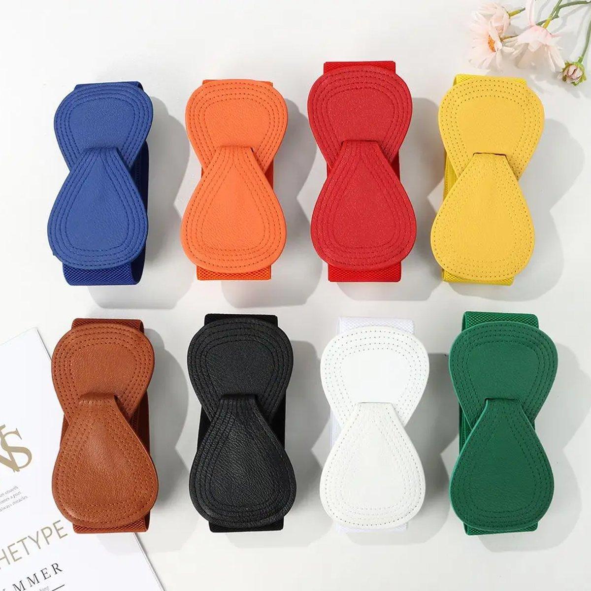 Fashion Belt Red Elastic Waist Cover Wide Belt Women Black Elastic Bow Decoration - Green