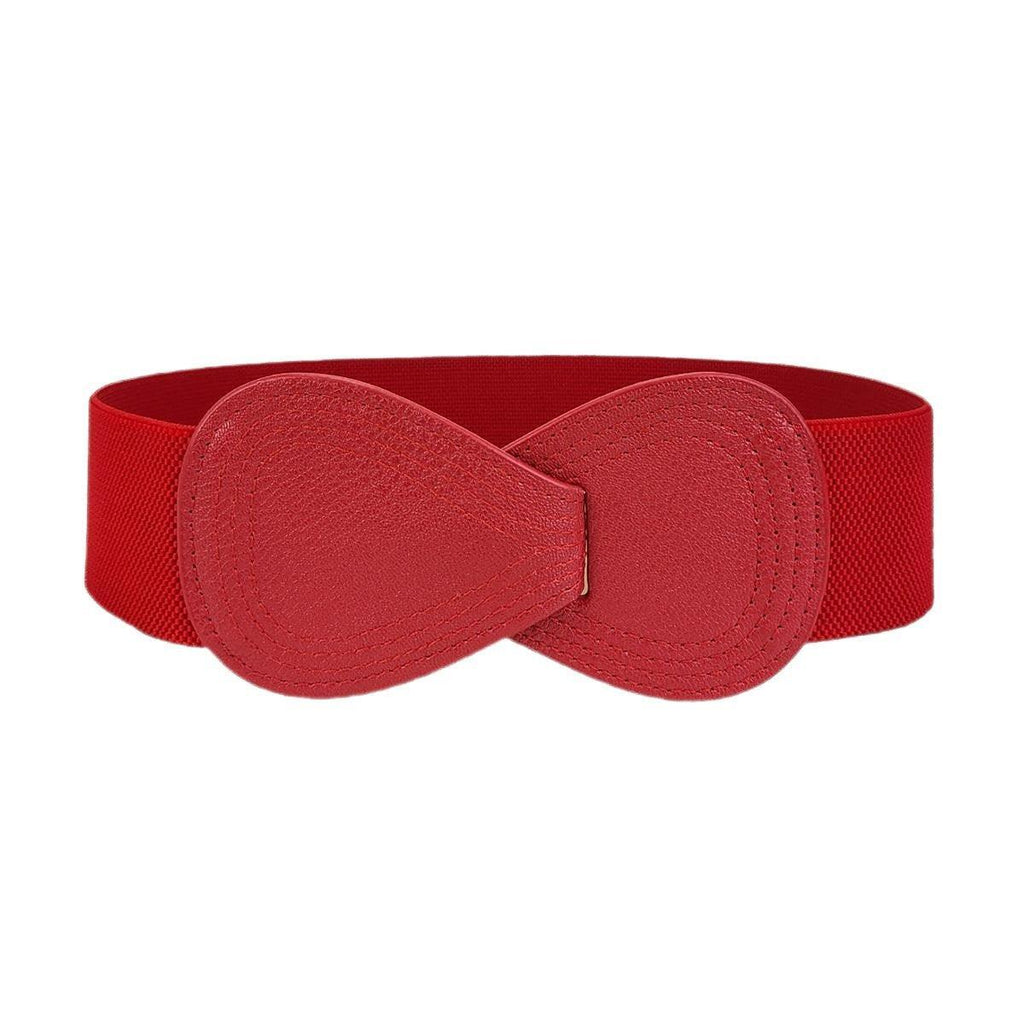 Fashion Belt Red Elastic Waist Cover Wide Belt Women Black Elastic Bow Decoration - Grey
