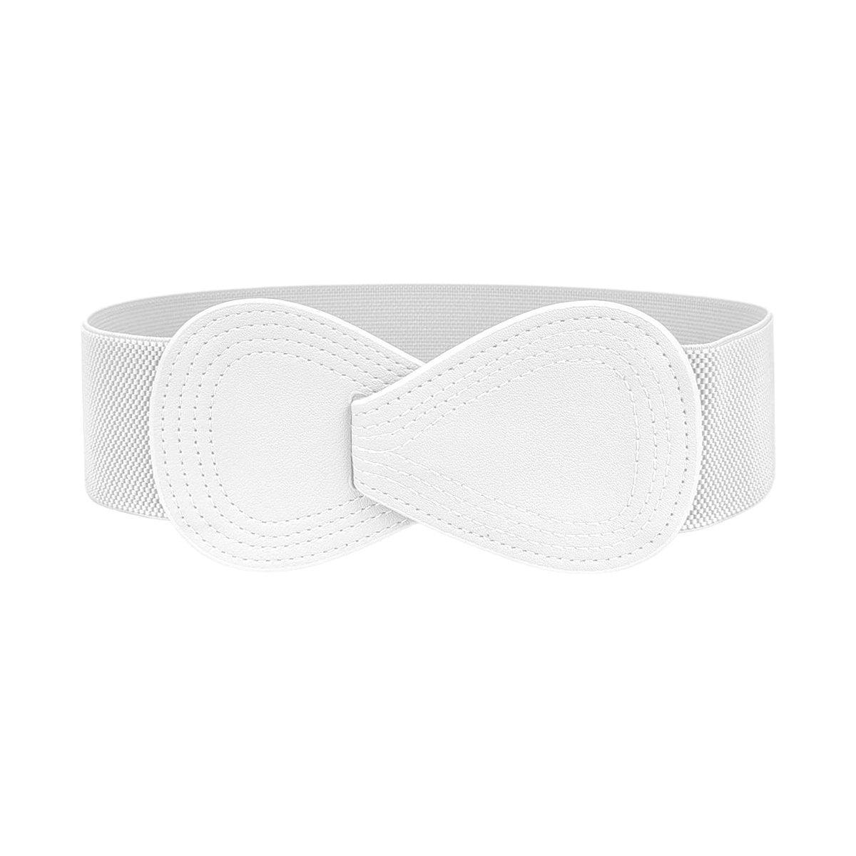 Fashion Belt Red Elastic Waist Cover Wide Belt Women Black Elastic Bow Decoration - White