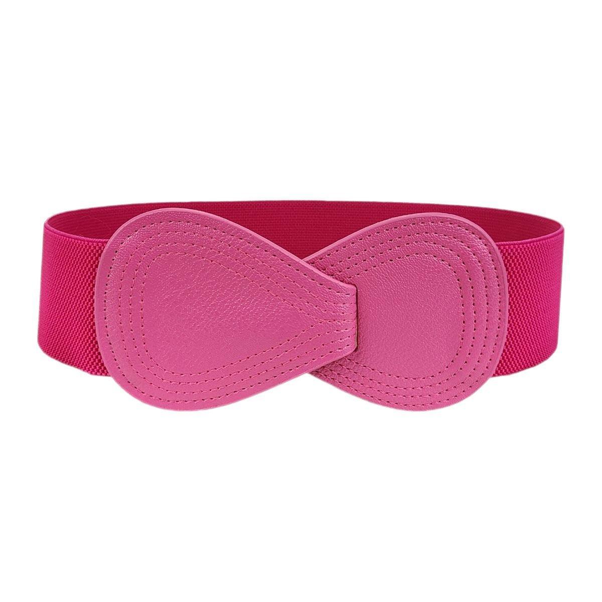 Fashion Belt Red Elastic Waist Cover Wide Belt Women Black Elastic Bow Decoration - White