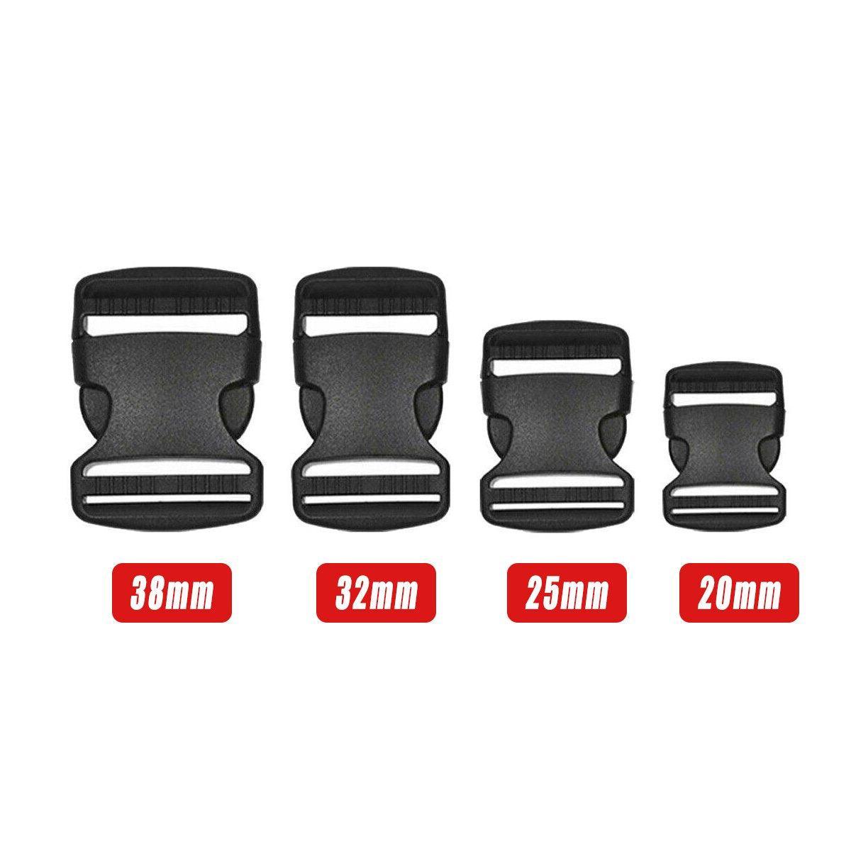 10pcs Black Plastic Buckle Clips for School Bag Backpack Strap Multifunctional - 32mm