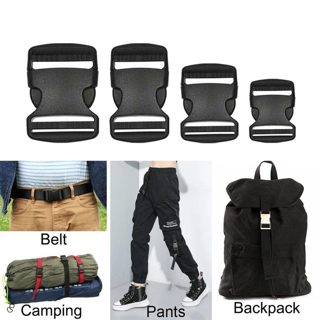 10pcs Black Plastic Buckle Clips for School Bag Backpack Strap Multifunctional - 38mm