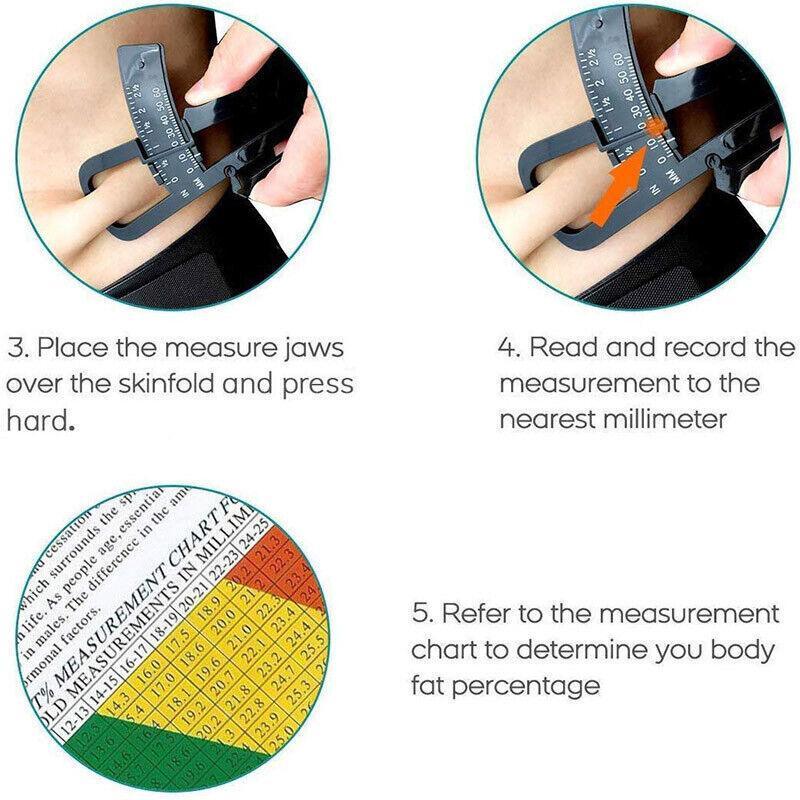 Body Fat Measurement Testing Caliper Skinfold Skin Fold Gym Weight Loss Test - Black