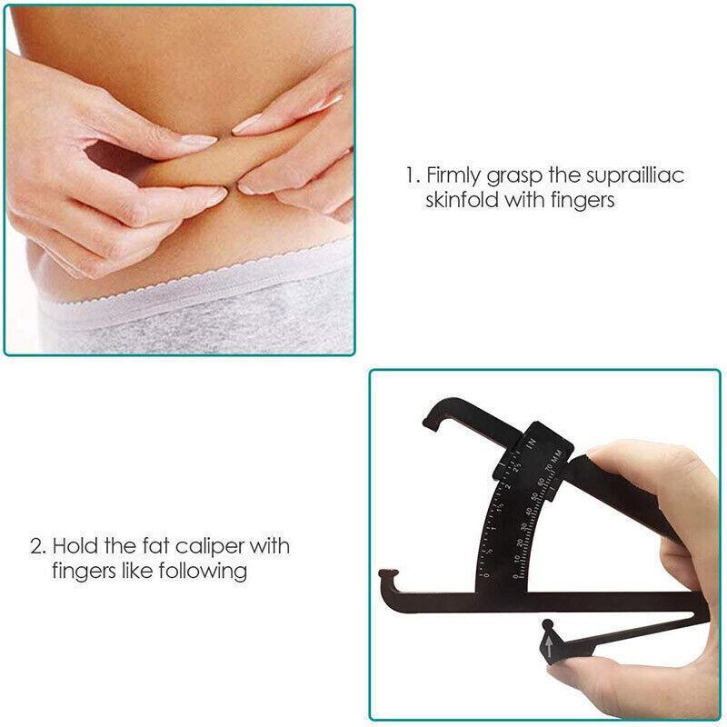 Body Fat Measurement Testing Caliper Skinfold Skin Fold Gym Weight Loss Test - White