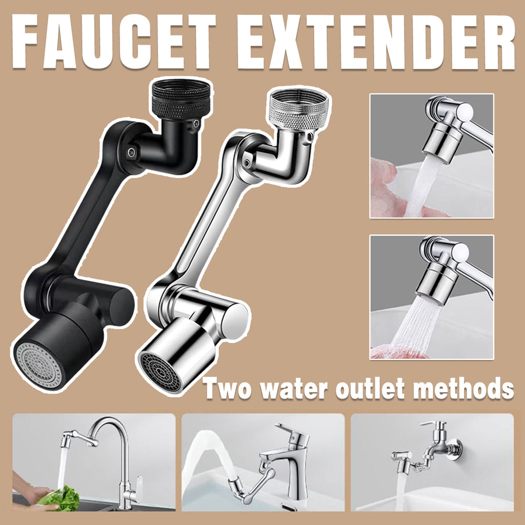 Multifunction Mechanical Arm Faucet Extender Rotatable Sink Tap Adapter Joint - Silver