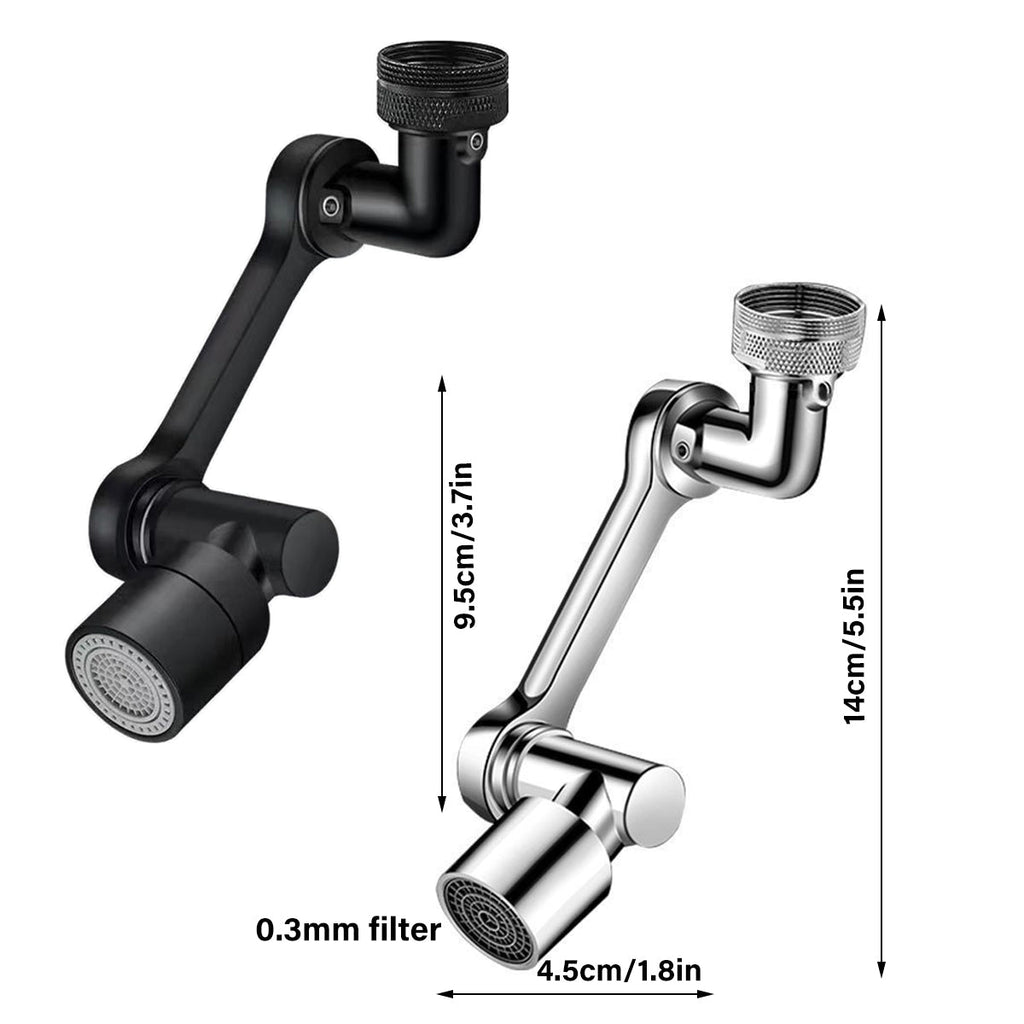 Multifunction Mechanical Arm Faucet Extender Rotatable Sink Tap Adapter Joint - Silver