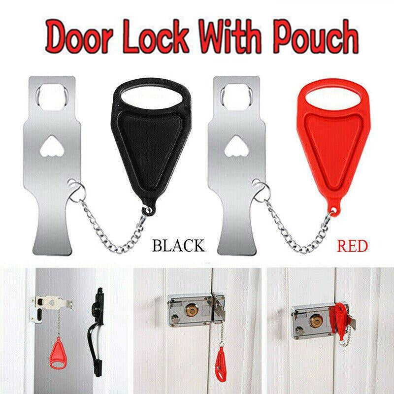 Portable Door Lock Hardware Travel Hotel Home Security Addalock Anti-Intrusion Device - Black