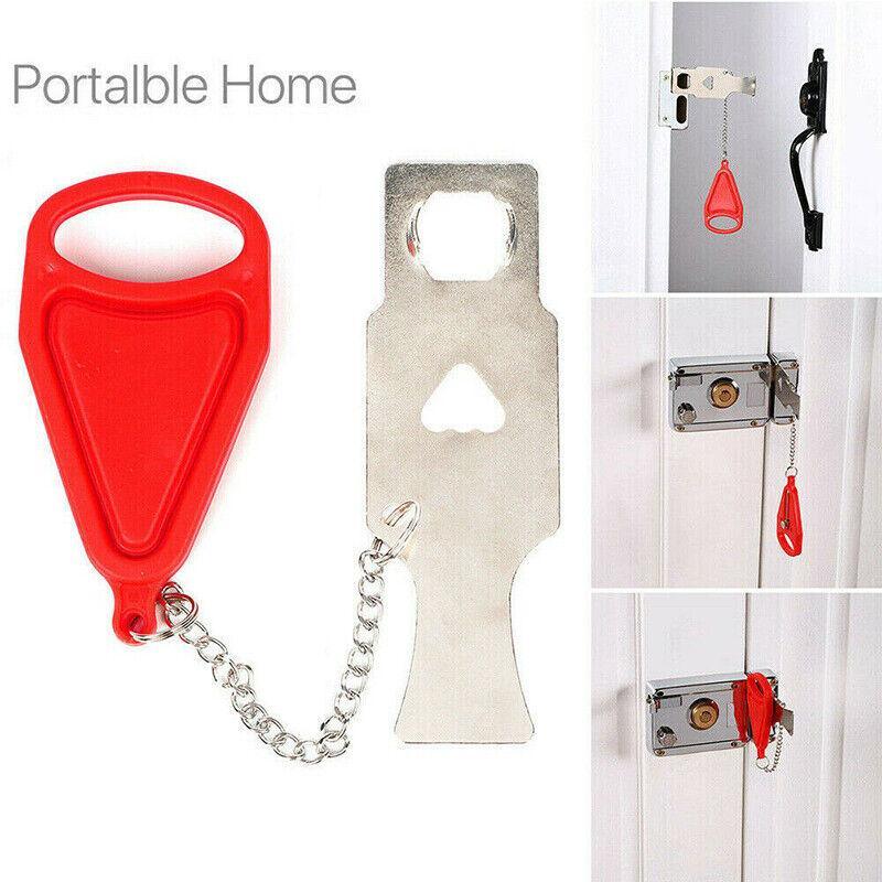Portable Door Lock Hardware Travel Hotel Home Security Addalock Anti-Intrusion Device - Black