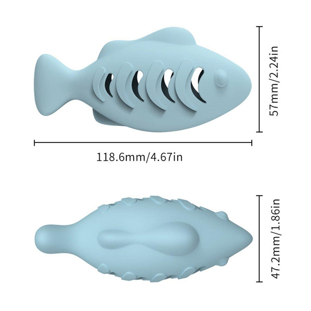 Interactive Cat Toys Fish Leaky Food Dispenser Fun Pet Play Chew Toy Durable - Green