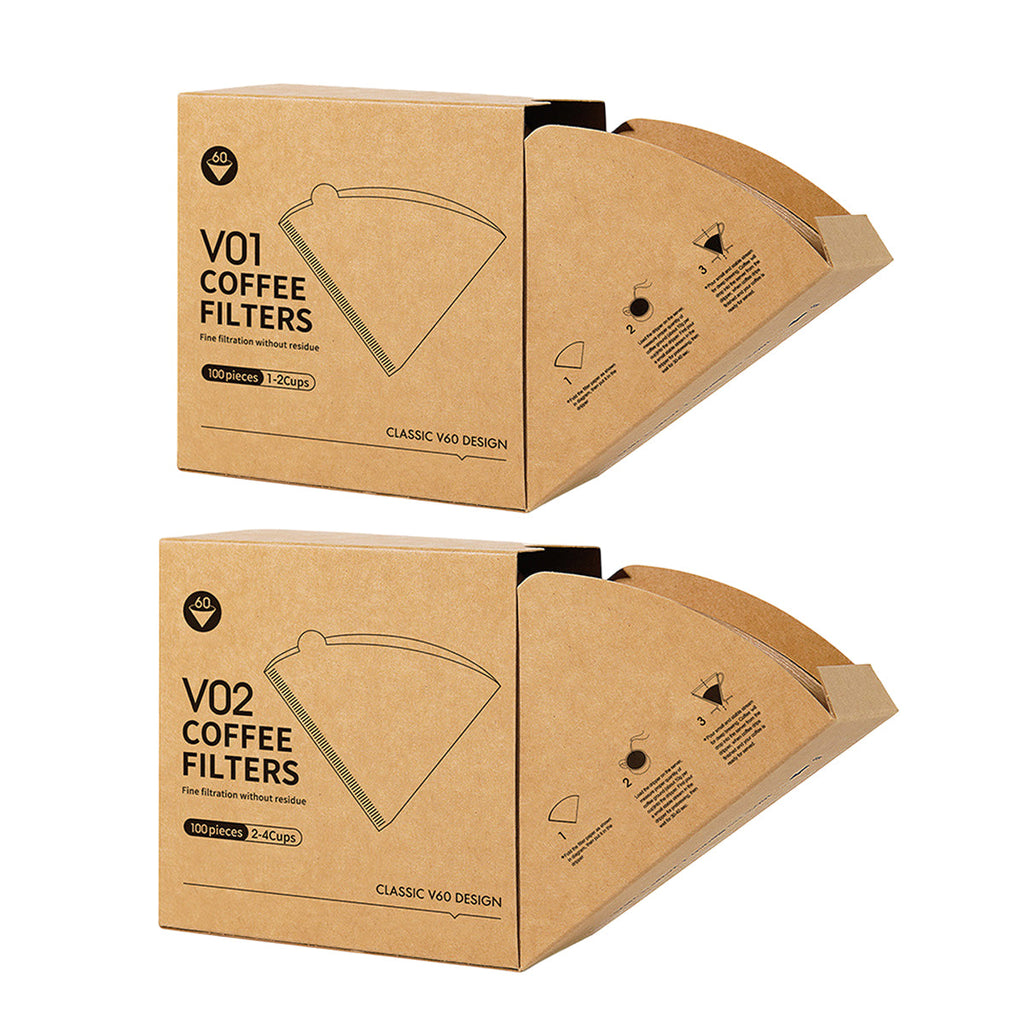 100PCS Coffee Filter Paper Drip Cone Funnel Handmade Filters for Coffee Machine - V01-100PCS