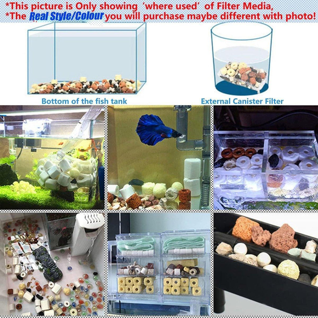 500g Fish Tank Water Filter Media Aquarium Filtration Material Sponge Pad - Far Infrared Breathing Ring