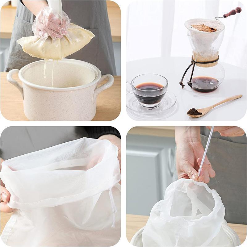 Micron Reusable Nylon Fine Mesh Food Strainer Filter Bag for Nut Milk Coffee - 36 X 24 CM