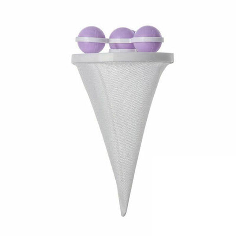 2 Pcs Reusable Hair Lint Catcher Removal Net Bag Wash Machine Float Filter - Purple