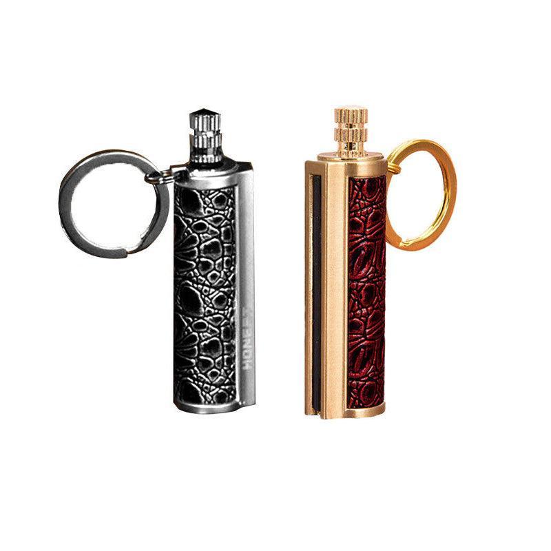 Fire Starter Lighter Waterproof Flint Match Metal Keychain Camping Survival Bda - Gold
