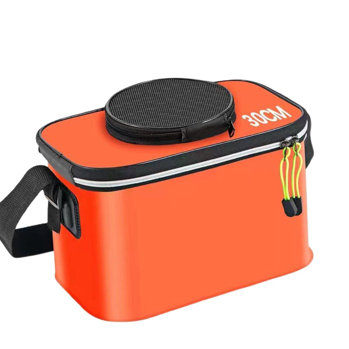 Portable Folding EVA Fishing Bucket Multi Use Live Fish Container with Strap - Orange-40cm