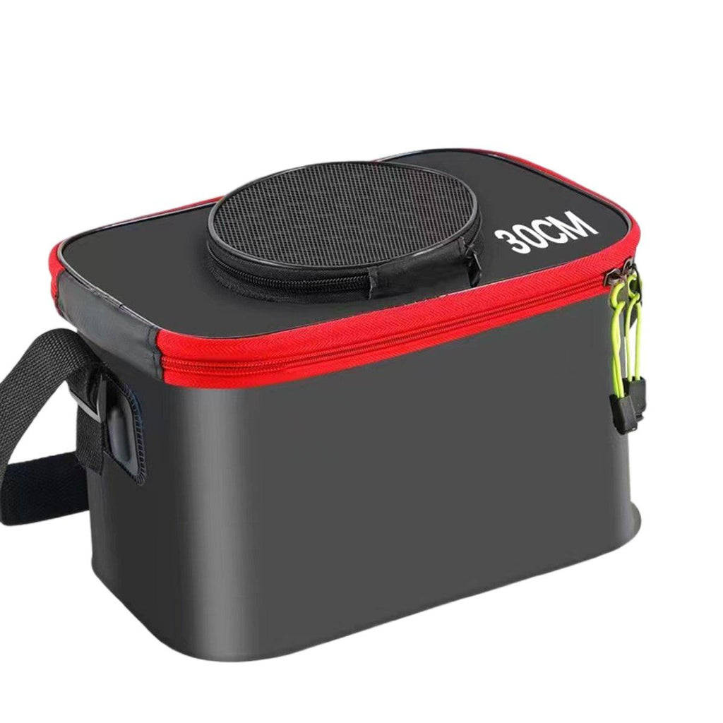Portable Folding EVA Fishing Bucket Multi Use Live Fish Container with Strap - Orange-45cm