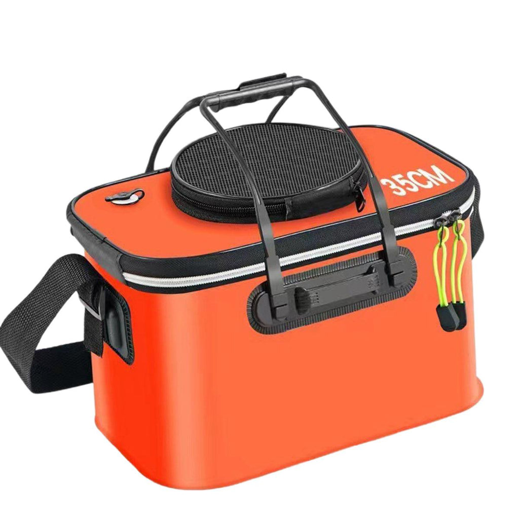 Portable Folding EVA Fishing Bucket Multi Use Live Fish Container with Strap - Orange-50cm