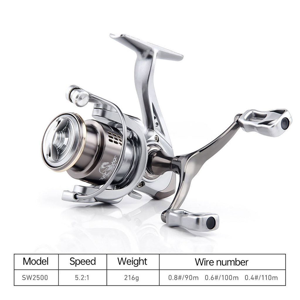 Double Handle Fishing Reel High-Speed Spinning Reel for Freshwater Saltwater - SW2500S
