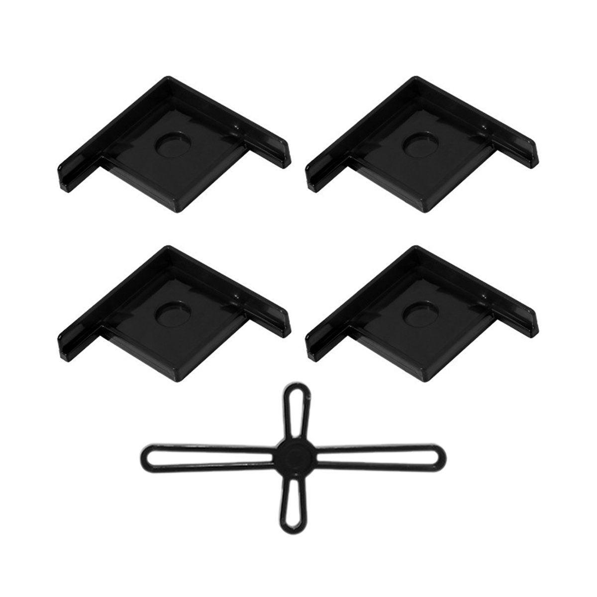 5pcs Plastic Fish Tank Base Bracket Corner Guard Stand Holder for Aquarium Tanks - Black-L
