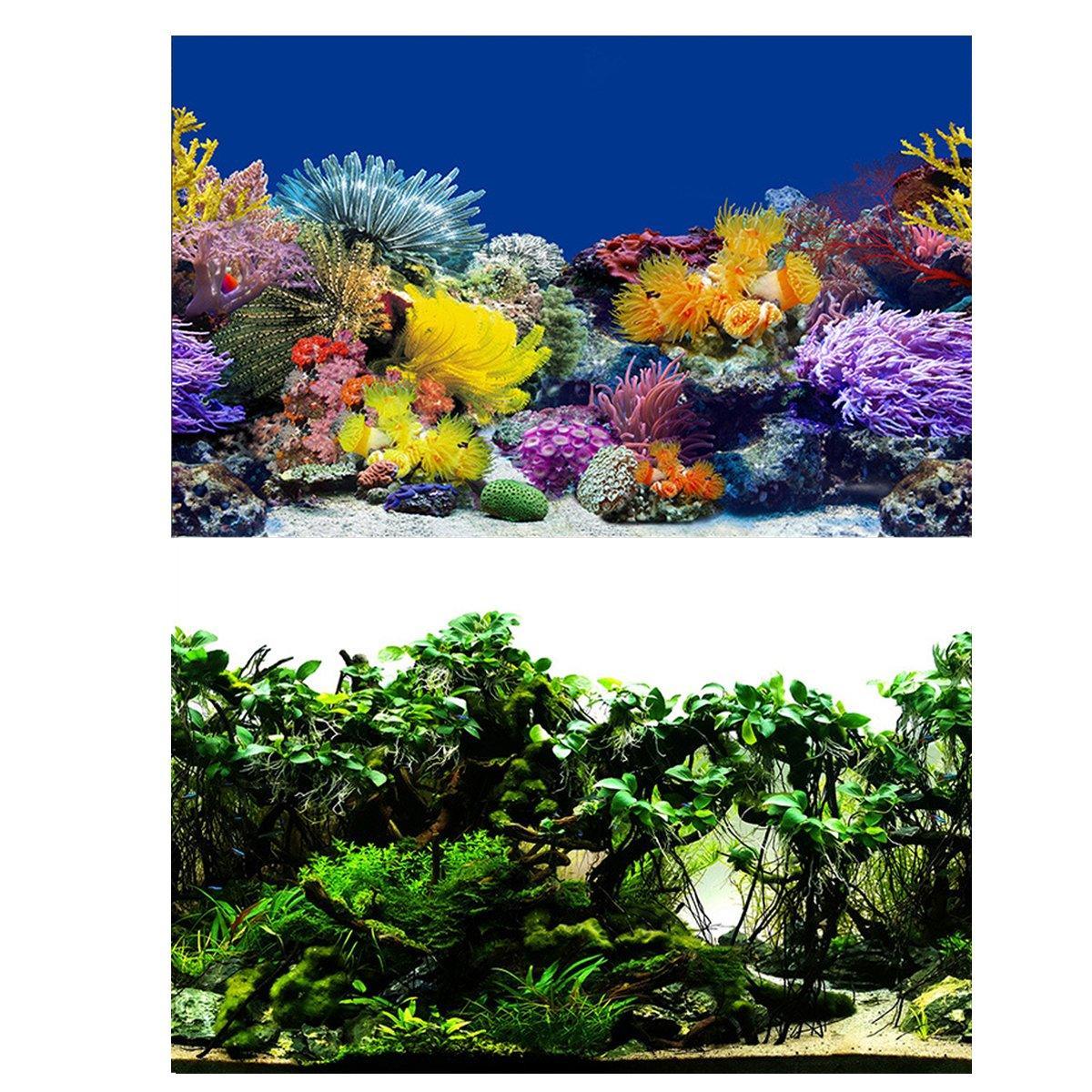 Aquarium Background Fish Tank Wallpaper Double Sided Decoration Sticker Paper - H-50cmx82cm