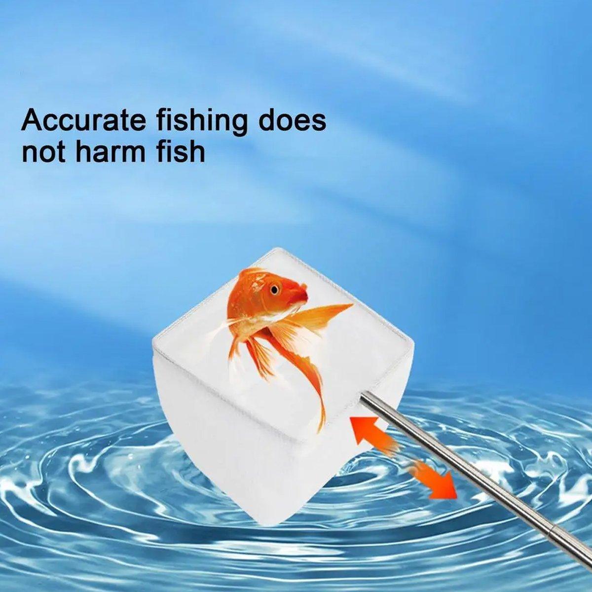 Retractable Fish Net for Fish Tank Pocket Fishing Net with Handle Aquarium Tools - Square-S