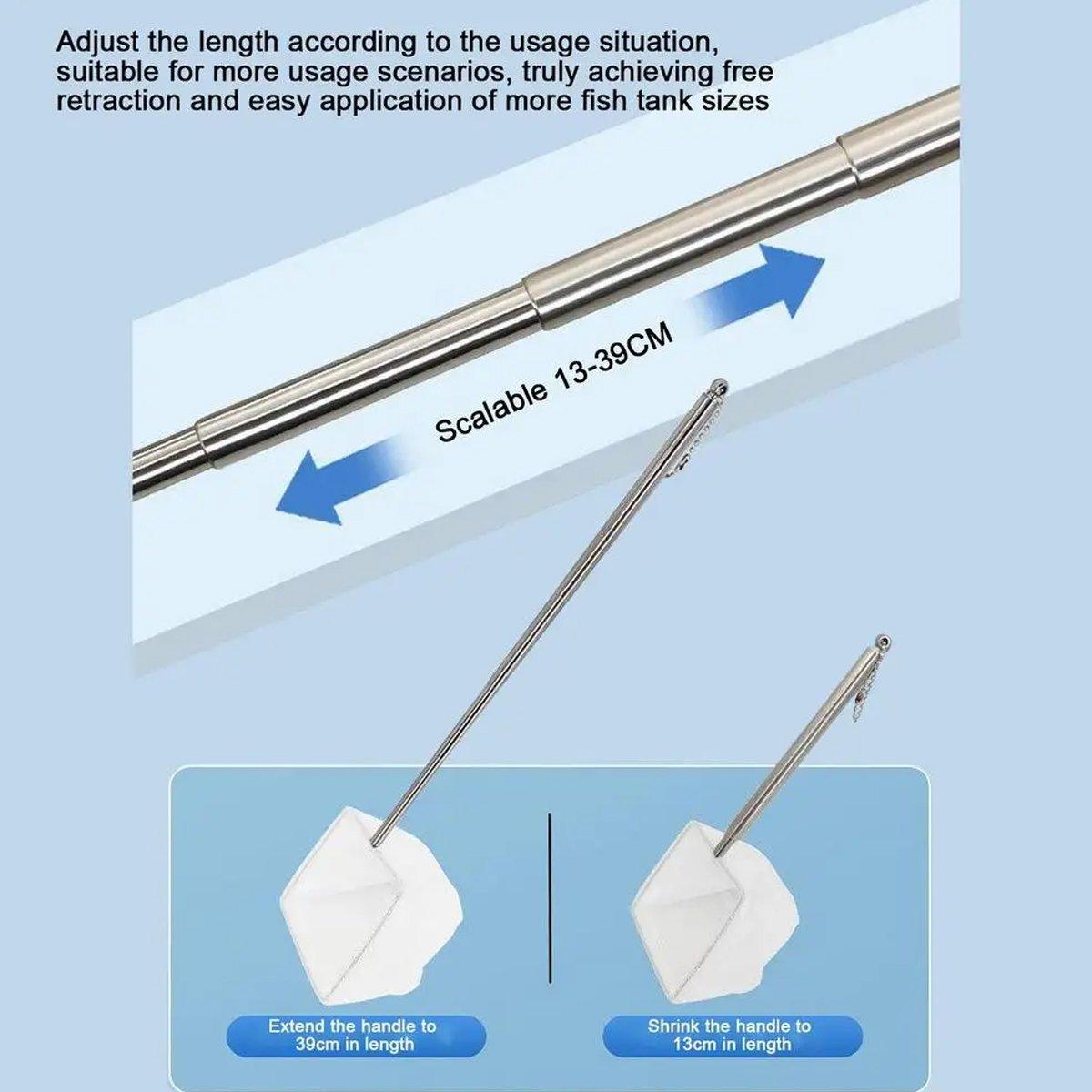 Retractable Fish Net for Fish Tank Pocket Fishing Net with Handle Aquarium Tools - Round-L