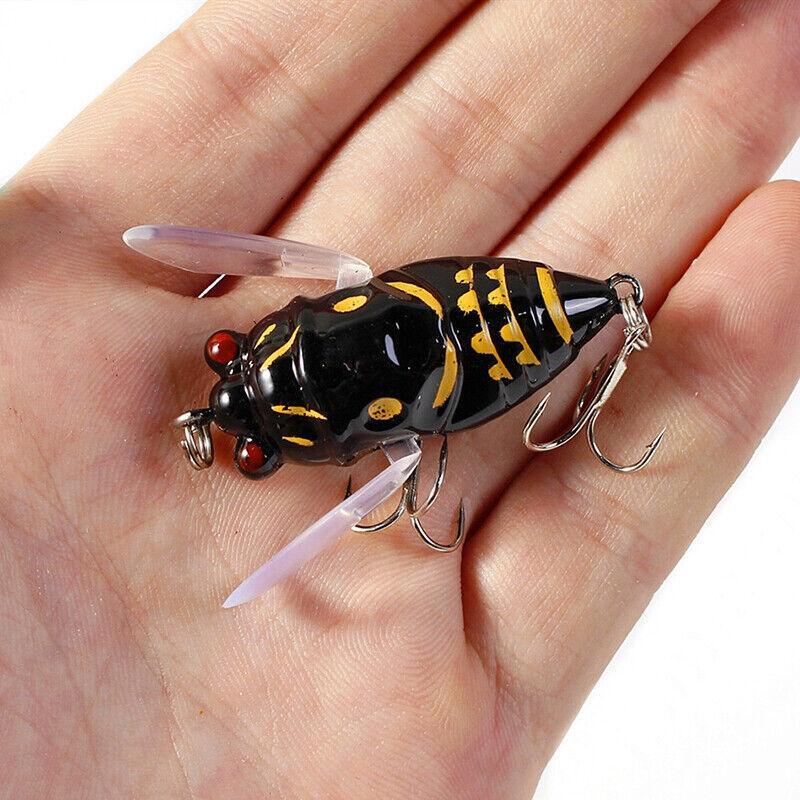 4X Winged Cicada 40mm Fishing Lure Topwater Popper Freshwater Bream Bass Bream